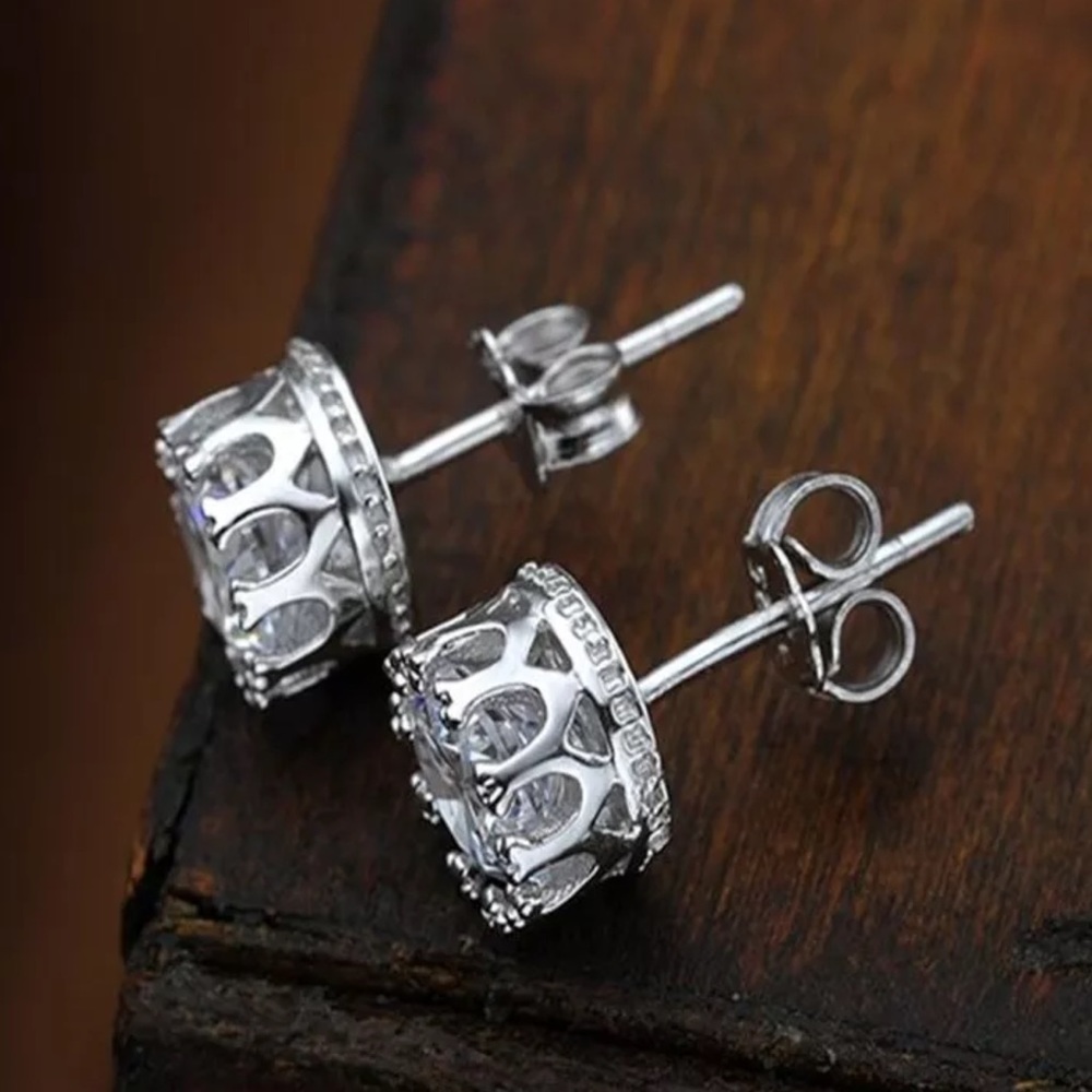- New 925 crown earrings for women men